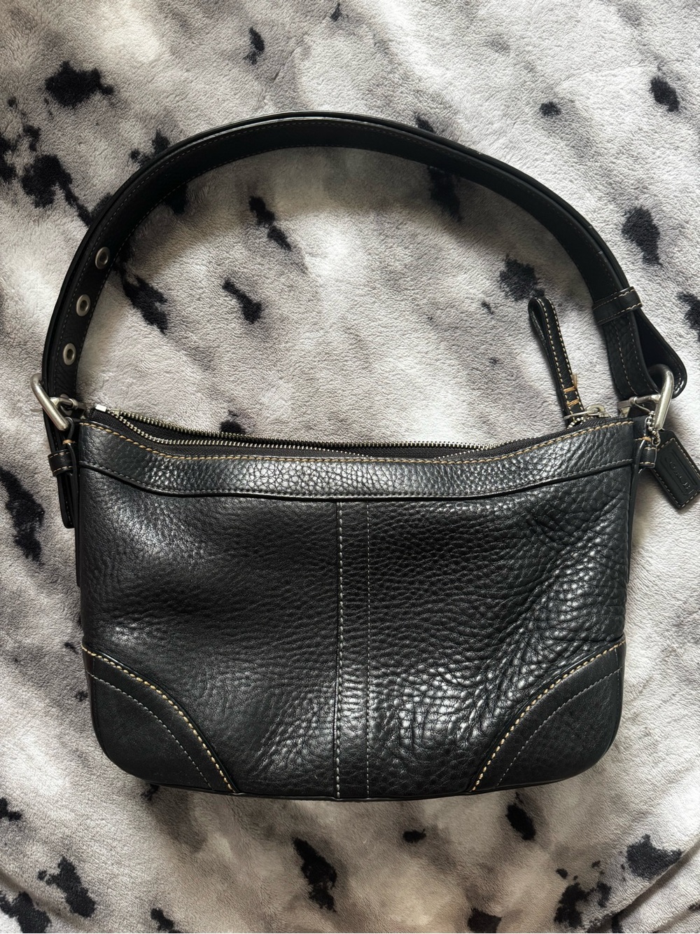 Coach Black Pebbled Leather Shoulder Bag